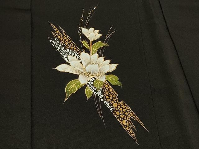 平和屋着物#羽織 草花文 黒地 金彩 正絹 逸品 未使用 CABL3026in