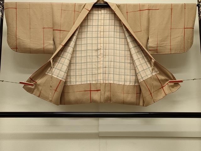 平和屋着物#道中着 格子 正絹 逸品 CABL3035in