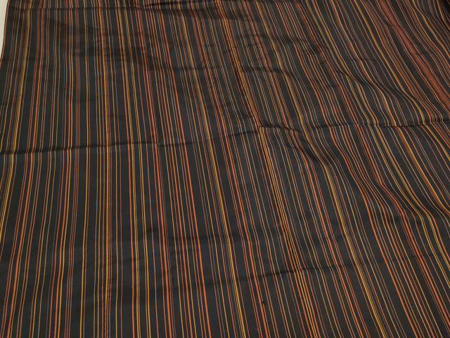 平和屋着物#道行コート 雨コート 単衣 縞 黒地 ロング丈 正絹 逸品 CABL3036in