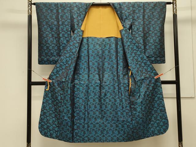 平和屋着物#道行コート 単衣 花唐草文 ロング丈 正絹 逸品 CABL3041in