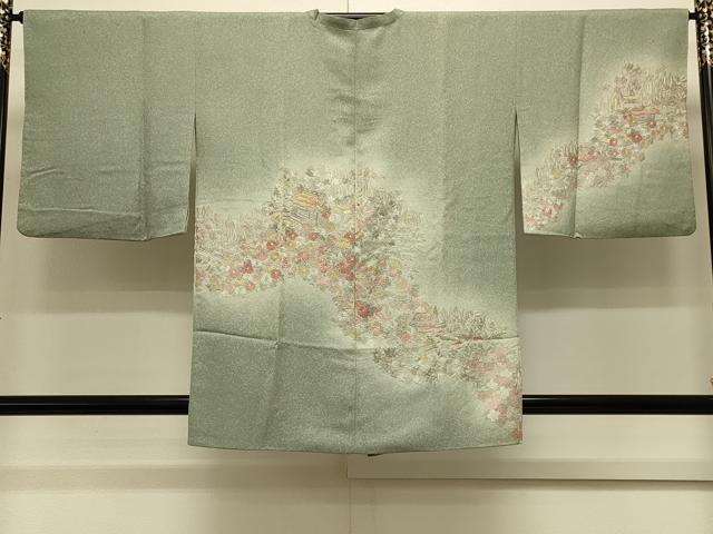 平和屋着物#道行コート 総刺繍 風景草花文 暈し染め 正絹 逸品 CABL3053in