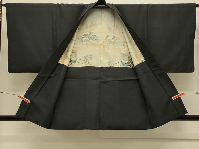 平和屋着物#男性 羽織 黒緑色 正絹 逸品 CABL3061in