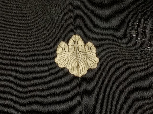 平和屋着物#羽織 寿光織 枝葉文 黒地 金糸 正絹 逸品 CABL3062in