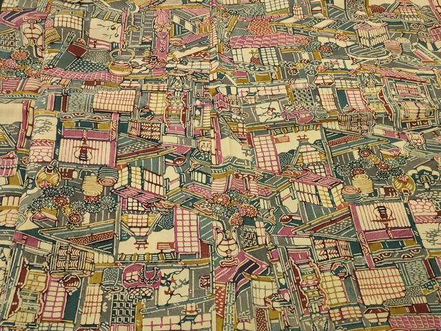 平和屋着物#羽織 型染め 風景文 正絹 逸品 CABL3063in
