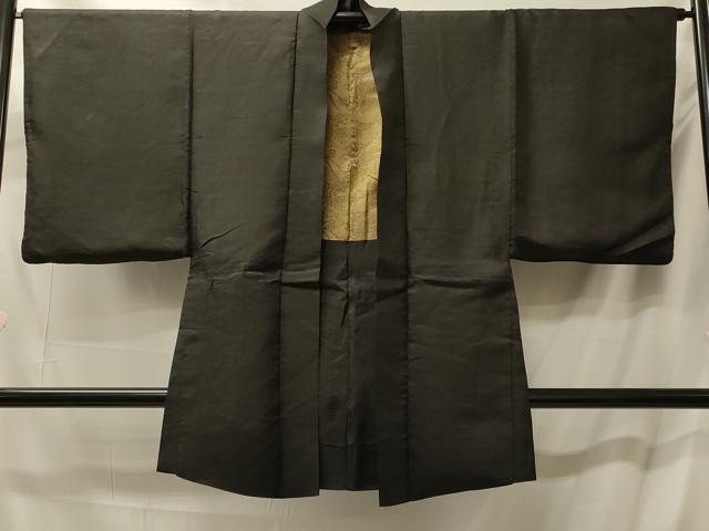 平和屋着物#男性 長羽織 黒紋付き 正絹 逸品 CABL3064in