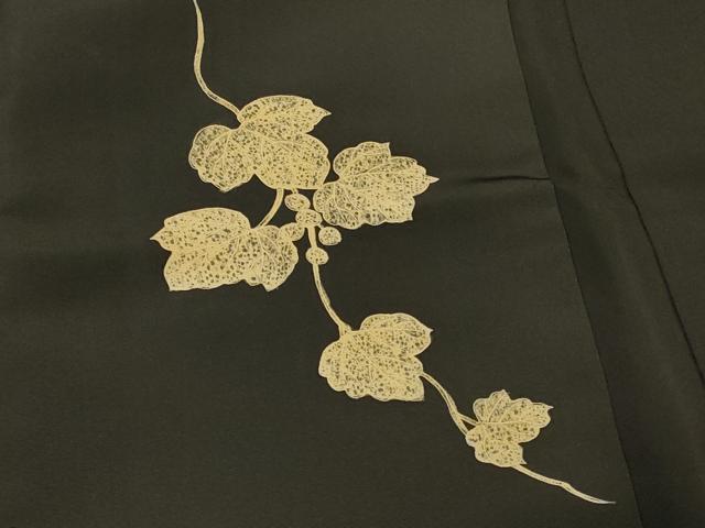 平和屋着物#羽織 葡萄蔦の葉文 黒地 正絹 逸品 CABL3065in