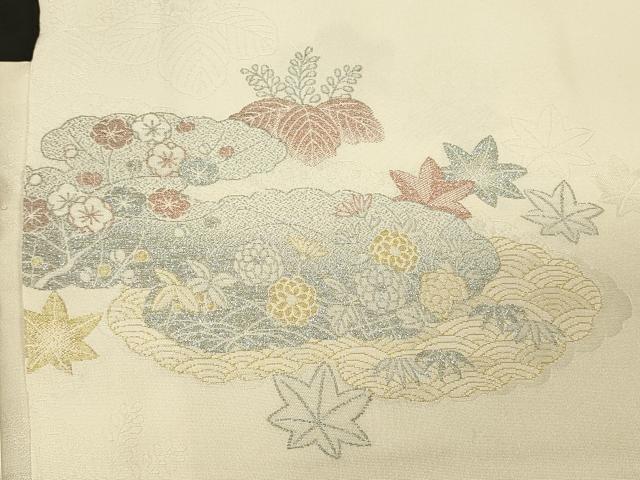 平和屋着物#羽織 寿光織 雲取り草花文 金糸 正絹 逸品 CABL3076in