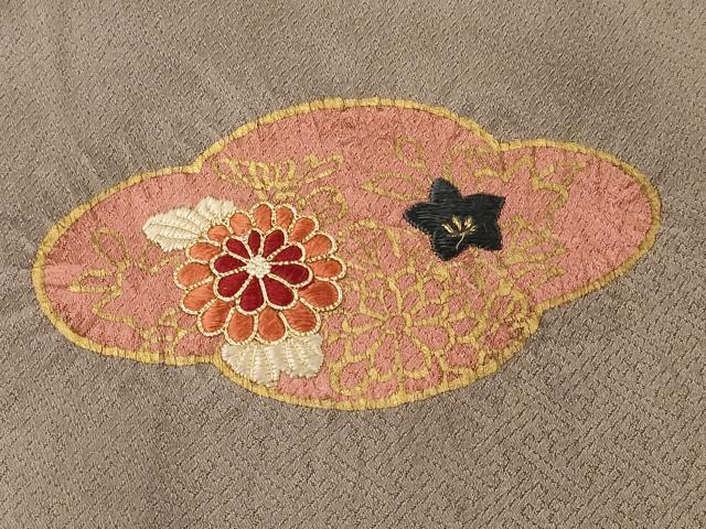 平和屋着物▼創作着物 訪問着 駒刺繍 絞り 横段草花文 金彩 正絹 逸品 未使用 CABL3077in