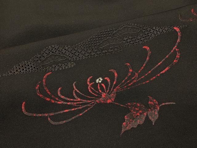 平和屋着物#中国三大刺繍 スワトウ刺繍 総刺繍 羽織 乱菊 黒地 銀糸 正絹 逸品 CABL3090in