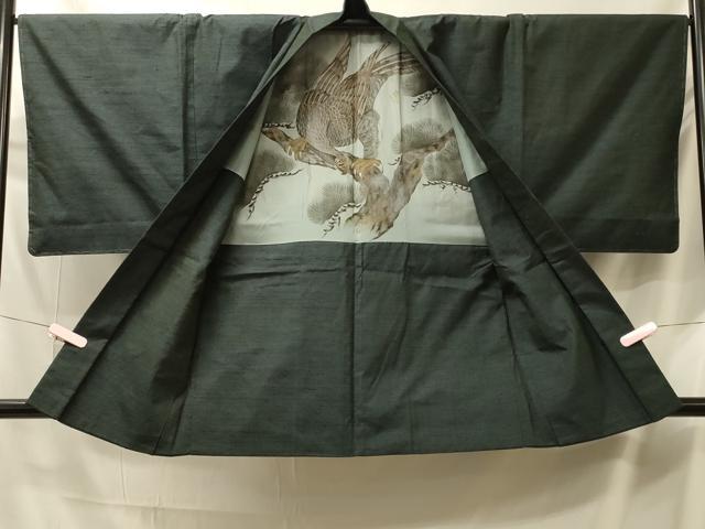 平和屋着物#男性 羽織 紬地 霞文 正絹 逸品 未使用 CABL3112in
