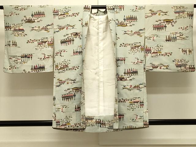 平和屋着物#羽織 型染め 風景文 正絹 逸品 CABL3146in