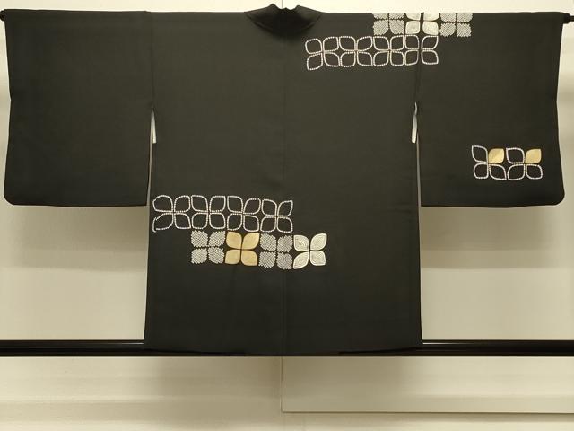 平和屋着物#羽織 抽象文様 黒地 金彩 正絹 逸品 CABL3149in