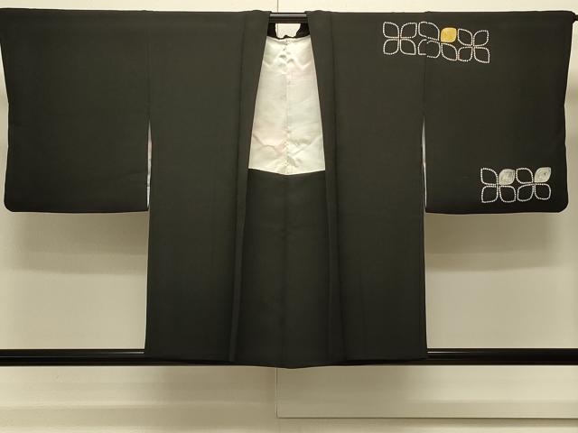 平和屋着物#羽織 抽象文様 黒地 金彩 正絹 逸品 CABL3149in