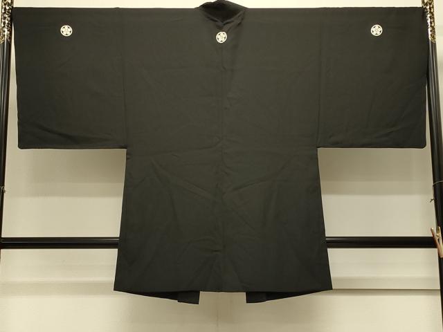平和屋着物#男性 長羽織 黒紋付き 正絹 逸品 CABL3151in