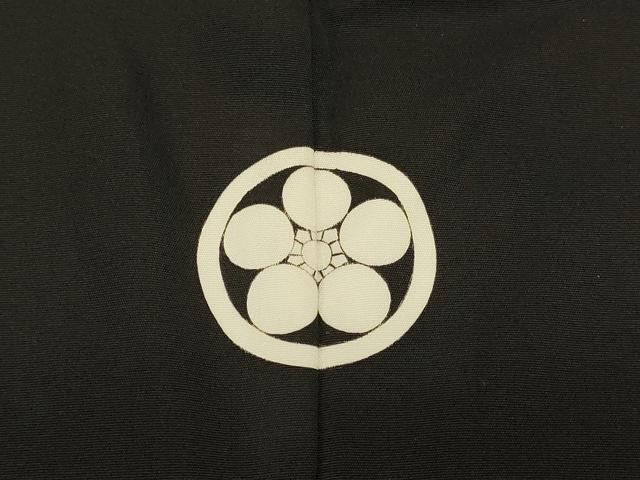 平和屋着物#男性 長羽織 黒紋付き 正絹 逸品 CABL3151in