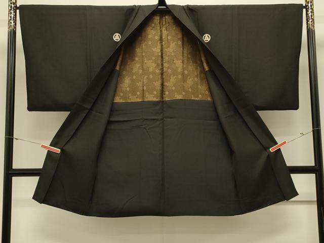 平和屋着物#男性 長羽織 黒紋付き 正絹 逸品 CABL3153in