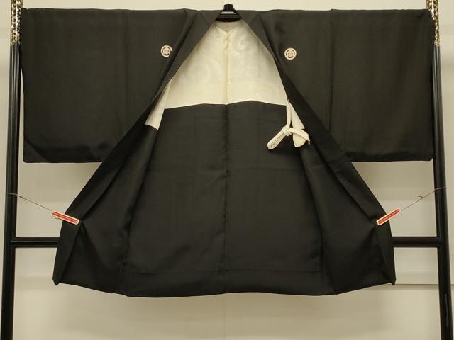 平和屋着物#男性 長羽織 黒紋付き 正絹 逸品 CABL3154in