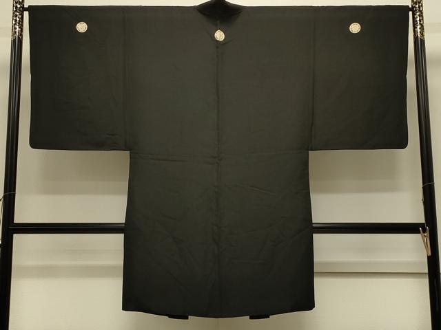 平和屋着物#男性 長羽織 黒紋付き 正絹 逸品 CABL3159in