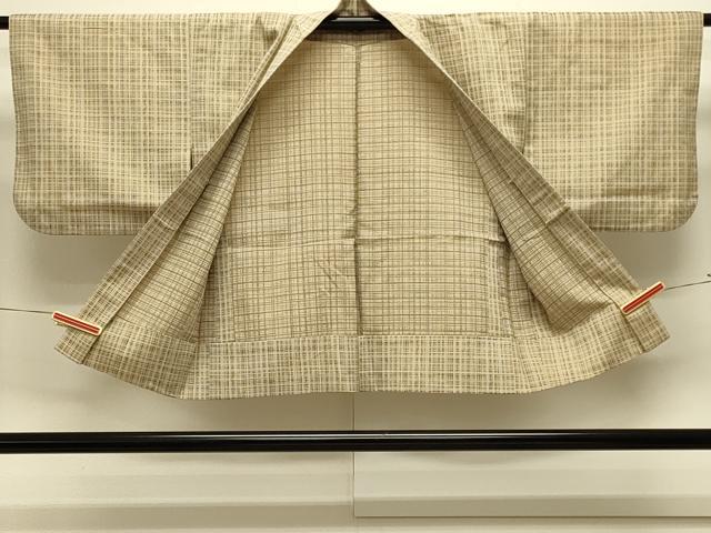 平和屋着物#羽織 お召地 単衣 格子 金糸 正絹 逸品 CABL3161in