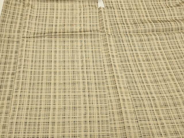 平和屋着物#羽織 お召地 単衣 格子 金糸 正絹 逸品 CABL3161in
