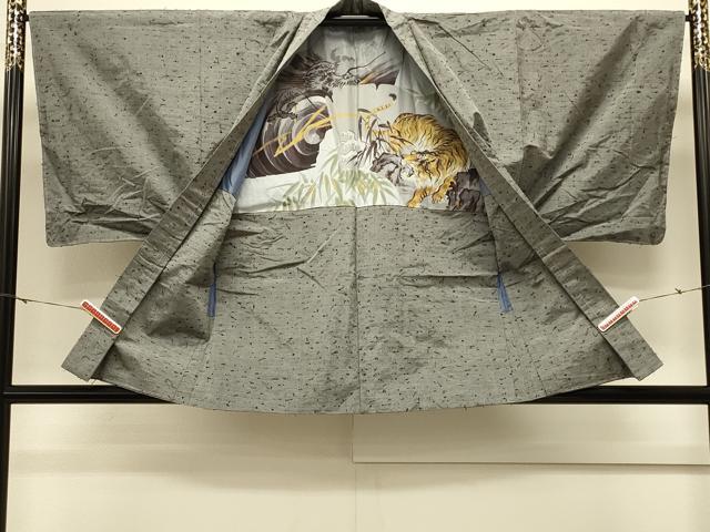 平和屋着物#男性 羽織 ひげ紬 霞文 正絹 逸品 未使用 CABL3163in