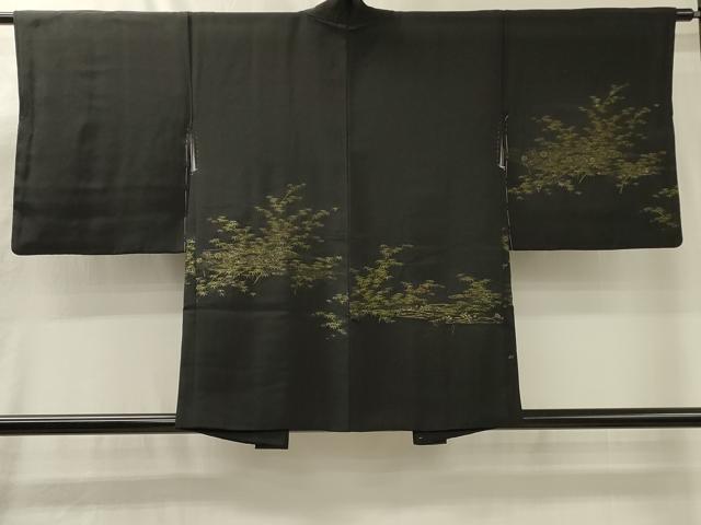 平和屋着物#羽織 寿光織 霞笹竹文 黒地 金糸 正絹 逸品 未使用 CABL3170in