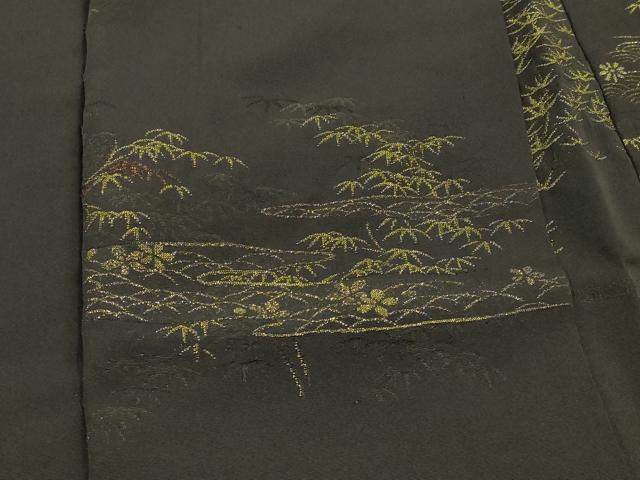 平和屋着物#羽織 寿光織 霞笹竹文 黒地 金糸 正絹 逸品 未使用 CABL3170in