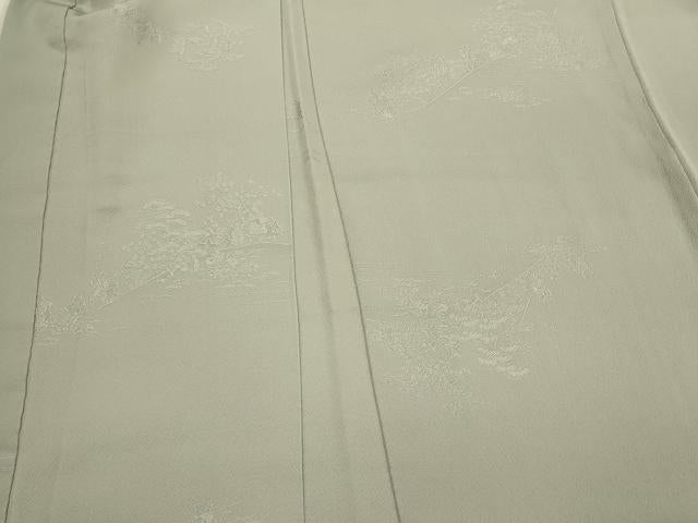 平和屋着物#羽織 色無地 人物風景地紋 錆青磁色 正絹 逸品 CABL3181in