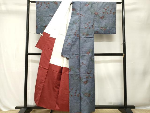 平和屋着物■上質な紬 切嵌草花文 正絹 逸品 CABL3204ev