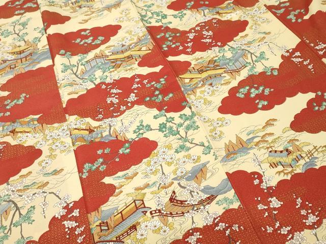 平和屋着物■上質な小紋 雲取り風景文 金彩 正絹 逸品 CABL3207ev