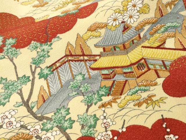 平和屋着物■上質な小紋 雲取り風景文 金彩 正絹 逸品 CABL3207ev