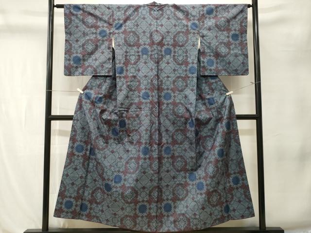 平和屋着物■本場大島紬 7マルキ 幾何学文 正絹 逸品 CABL3214ev