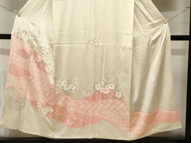 平和屋着物■訪問着 総絞り 檜垣草花文 正絹 逸品 CABL3218ev