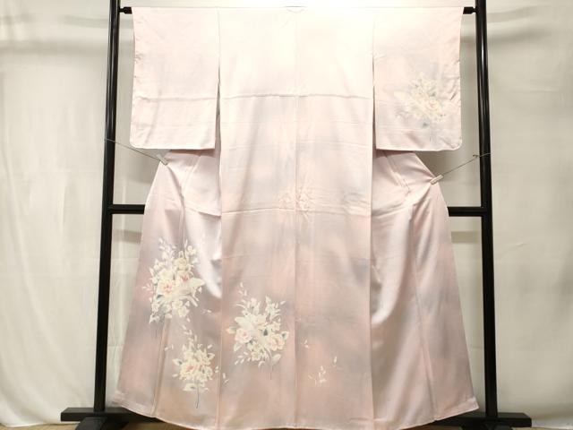 平和屋着物■上質な小紋 刺繍 羽根 枝花文 暈し染め 正絹 逸品 CABL3240ev