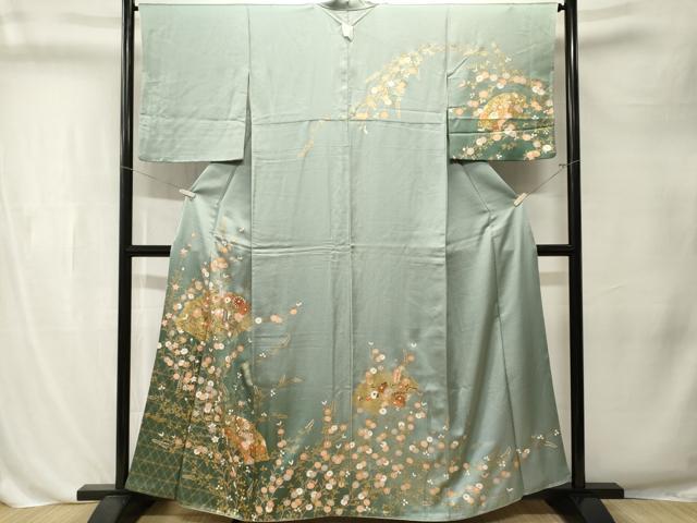 平和屋着物■訪問着 地紙風景枝花文 暈し染め 金彩 やまと誂製 正絹 逸品 CABL3242ev
