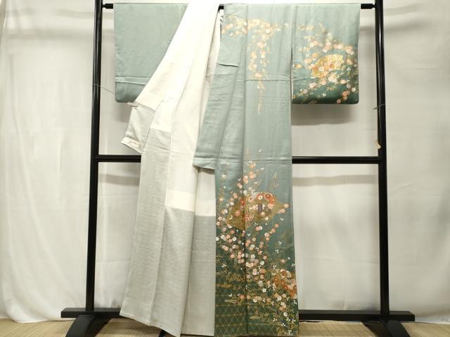 平和屋着物■訪問着 地紙風景枝花文 暈し染め 金彩 やまと誂製 正絹 逸品 CABL3242ev