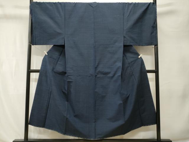 平和屋着物■男性 紬 濃藍色 キングサイズ 正絹 逸品 未使用 CABL3253ev