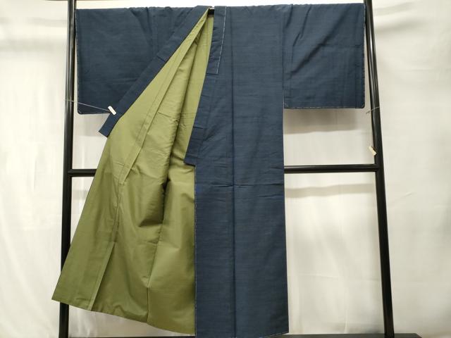 平和屋着物■男性 紬 濃藍色 キングサイズ 正絹 逸品 未使用 CABL3253ev