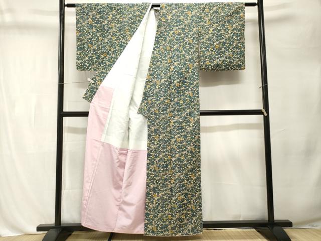 平和屋着物■上質な小紋 型染め 流水草花文 正絹 逸品 CABL3257ev