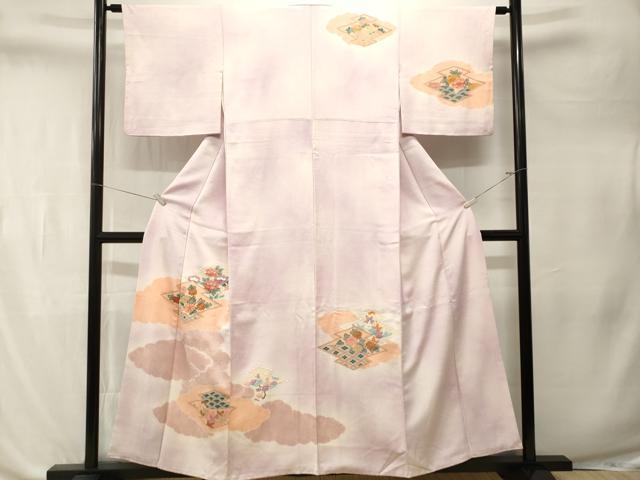 平和屋着物■訪問着 駒刺繍 松皮菱草花文 暈し染め 金彩 正絹 逸品 CABL3265ev