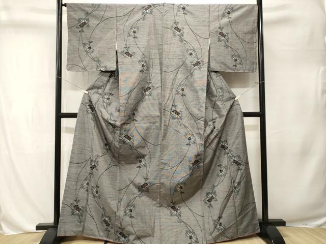 平和屋着物■上質な紬 枝花文 正絹 逸品 CABL3269ev