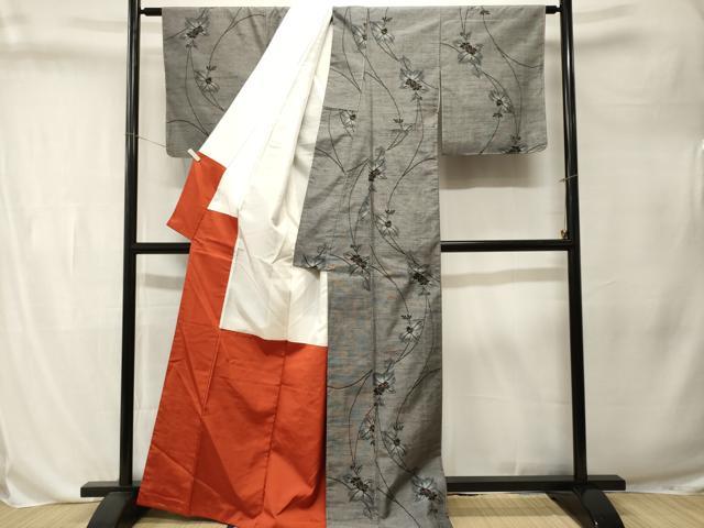平和屋着物■上質な紬 枝花文 正絹 逸品 CABL3269ev