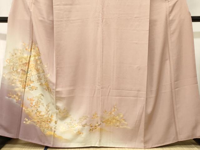 平和屋着物■訪問着 御所車 貝桶几帳枝花文 暈し染め 金彩 正絹 逸品 CABL3278ev