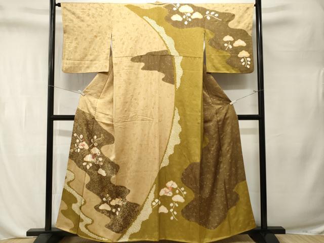 平和屋着物■訪問着 刺繍 絞り 道長枝梅花文 金彩 正絹 逸品 CABL3283ev