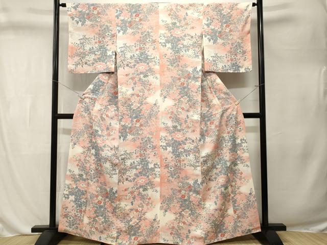 平和屋着物■上質な小紋 流水草花文 暈し染め 正絹 逸品 CABL3292ev
