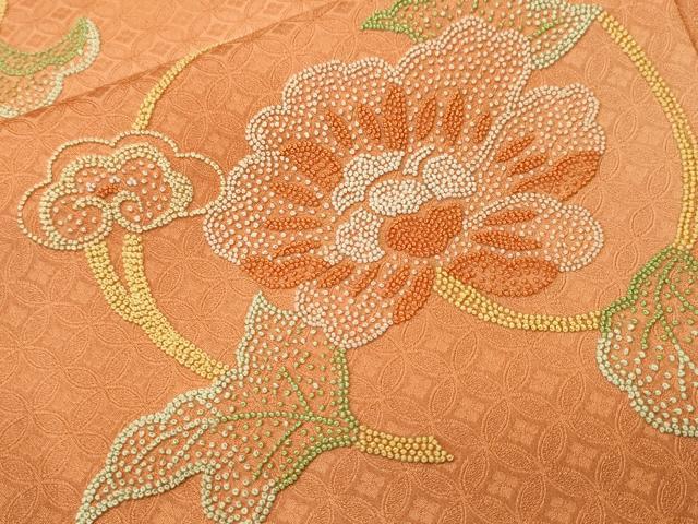 平和屋着物■中国三大刺繍 小紋 総相良刺繍 草花文 暈し染め 正絹 逸品 CABL3295ev