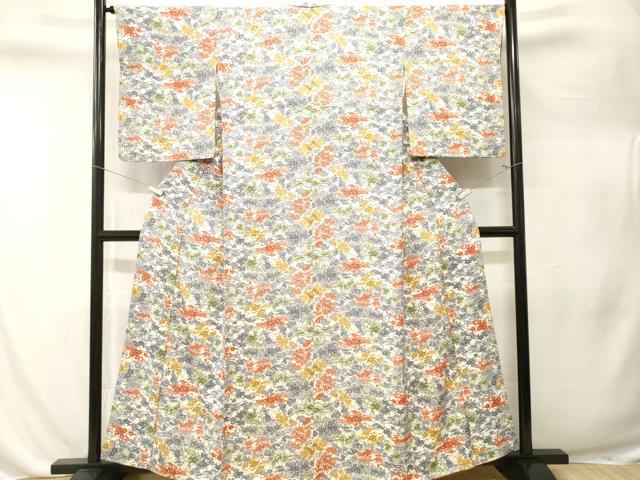平和屋着物■上質な小紋 型染め 松竹梅花文 正絹 逸品 CABL3297ev