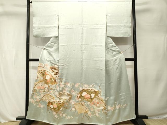平和屋着物■豪華色留袖 駒刺繍 檜扇枝花文 金彩 正絹 逸品 CABL3299ev