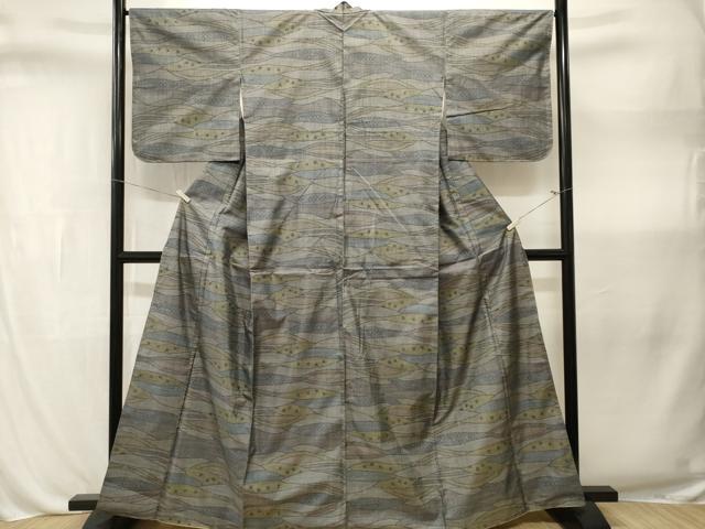 平和屋着物■本場大島紬 幾何学文 正絹 逸品 CABL3309ev