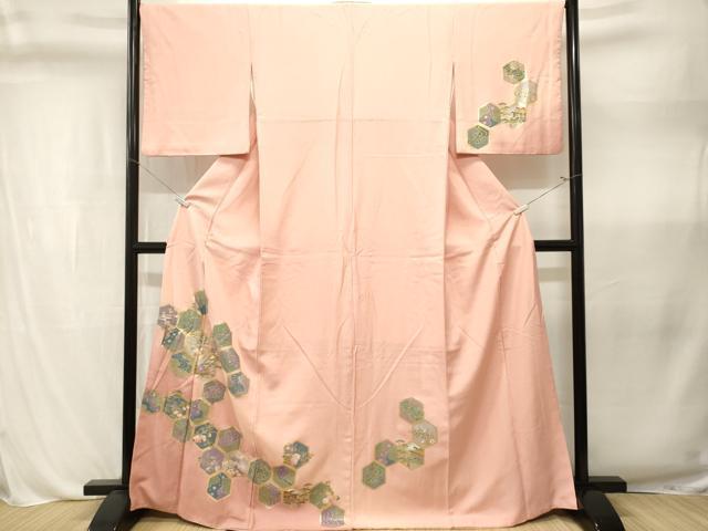 平和屋着物■訪問着 亀甲繋ぎ流水風景文 金彩 正絹 逸品 CABL3314ev
